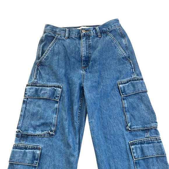 Demin Forum 90s Millie Hi-Rise Grunge Cargo Utility Medium Wash Relaxed Jeans - Picture 8 of 16